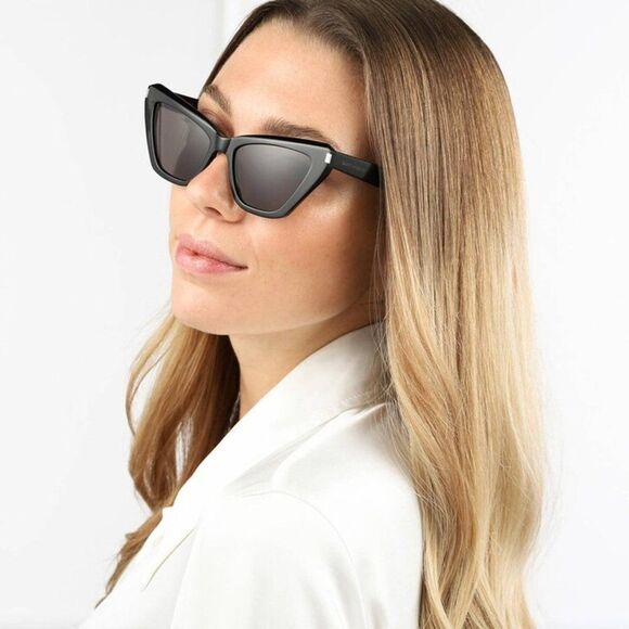 NEW Saint Laurent SLM103 001 Black Gray Gradient Cat Eye Women Sunglasses - Picture 8 of 14